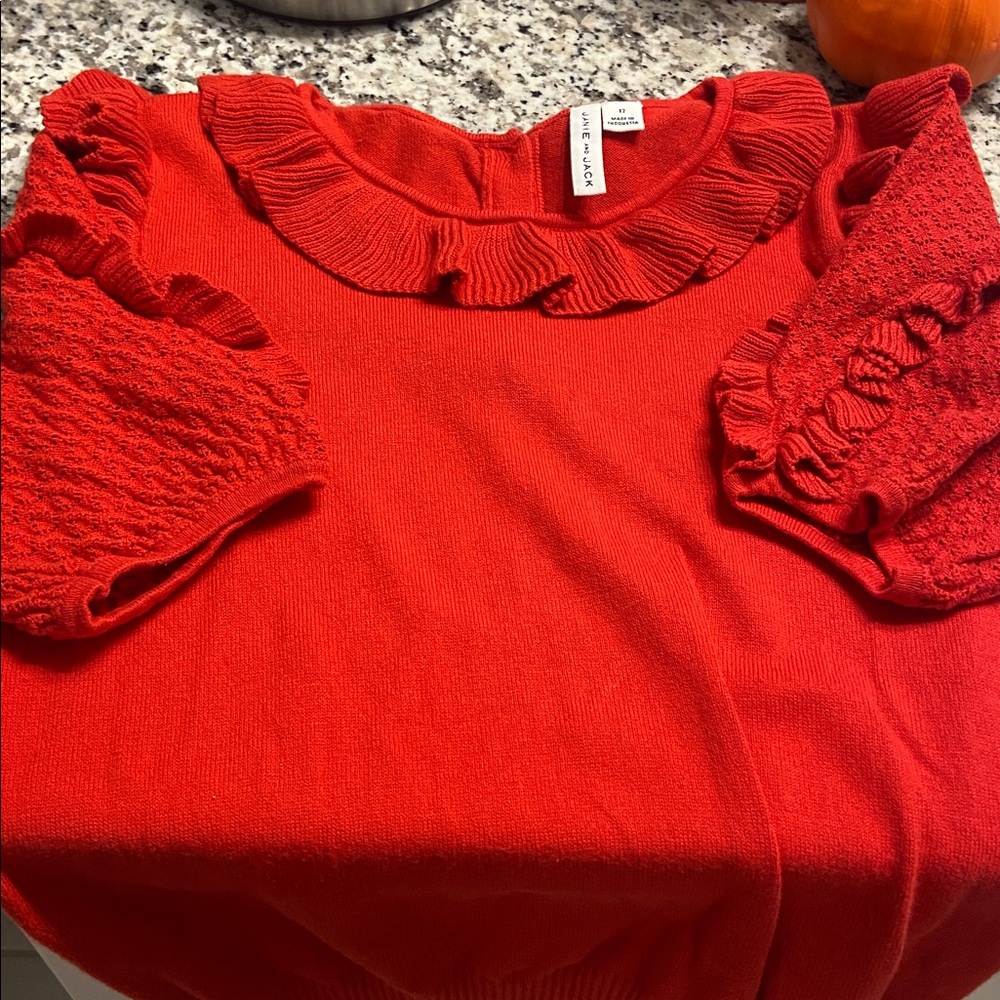 Red Ruffled Knit Top - Picture 4 of 6